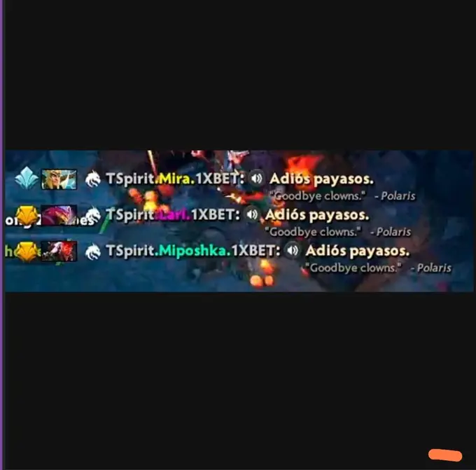 General chat messages from Spirit players in a match with EG
