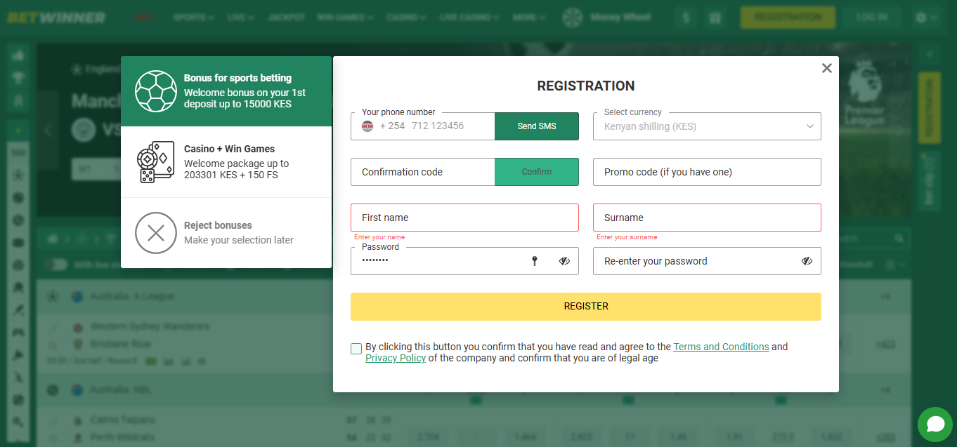 bewinner.bet registration betwinner com register