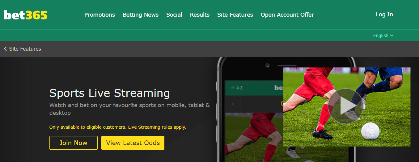 Join Now/ Bet Now option at the website of Bet365
