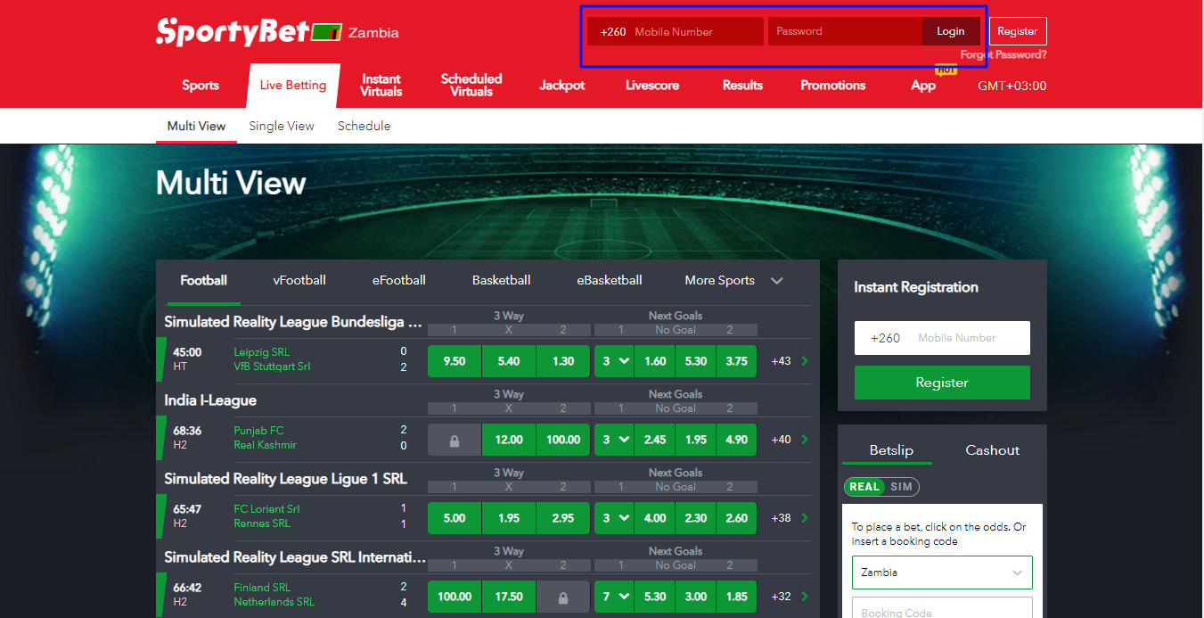 Image showing Sportybet login section.