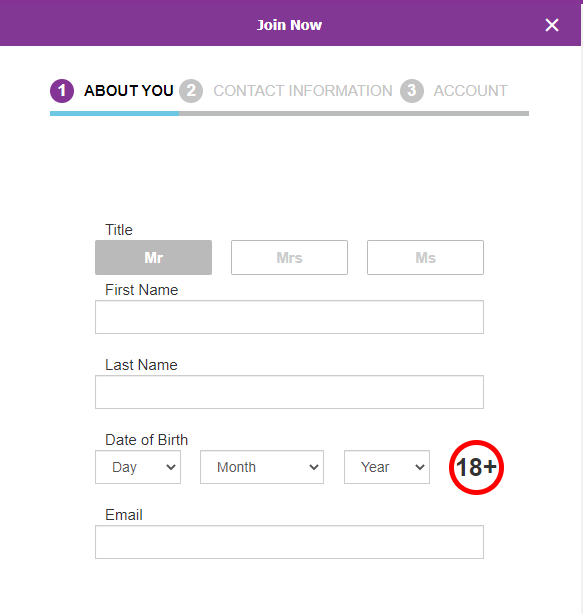 Image of the registration tab