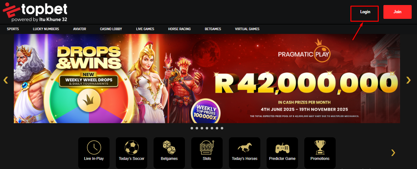 Visit the Topbet Website and Log In
