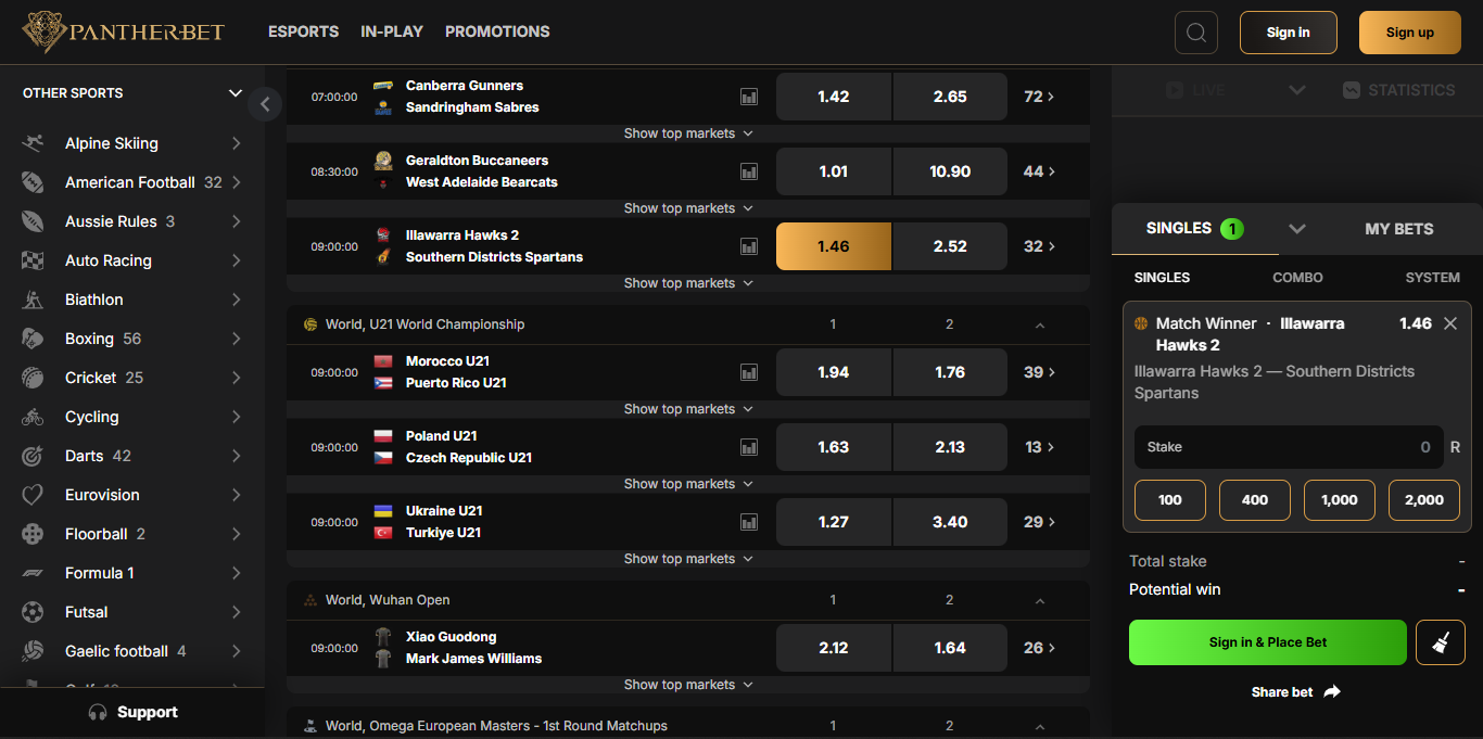 Visit the official PantherBet website