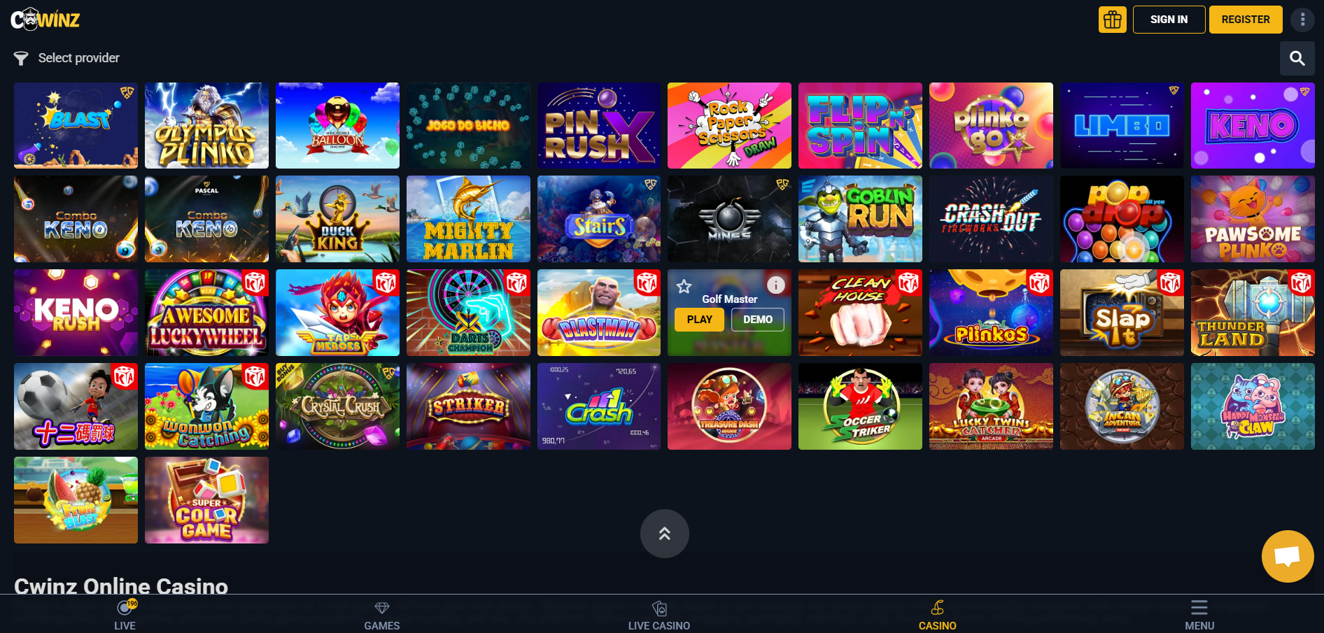 Arcade games on Cwinz