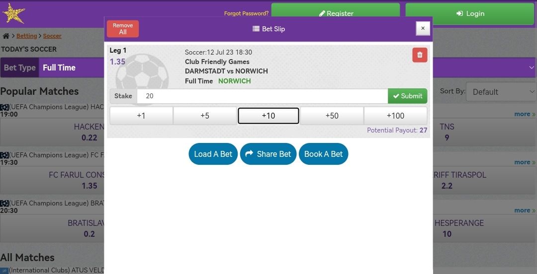Place Hollywoodbets Soccer bet 