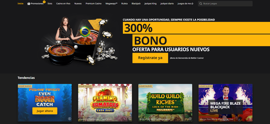 Muestra las características principales del bono de casino en Betfair Perú