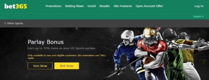 another example of a cross-sport parlay: bet365's US sports bonus