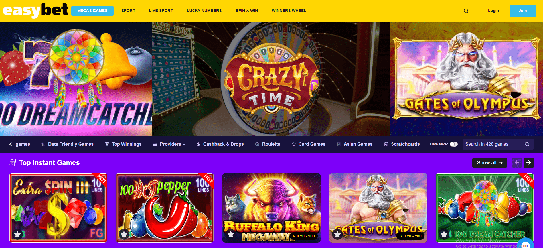 Easybet Casino Page