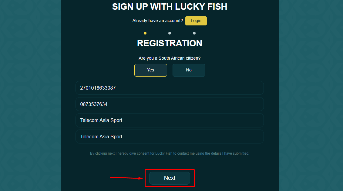 Lucky Fish South Africa Registration