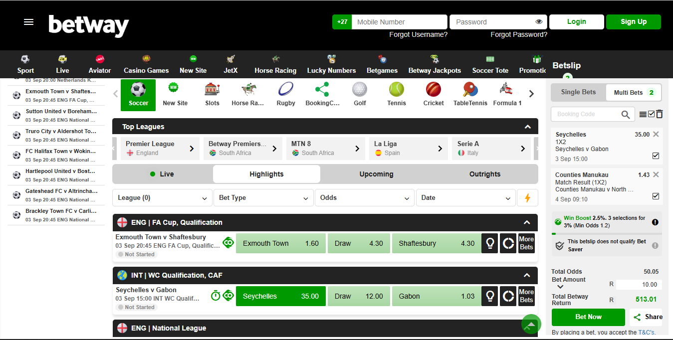 The Betway Sports Betting Banner