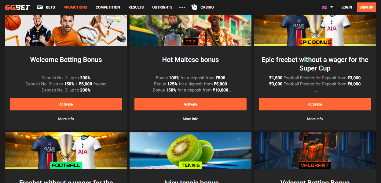 GGbet Bonuses and Promotions