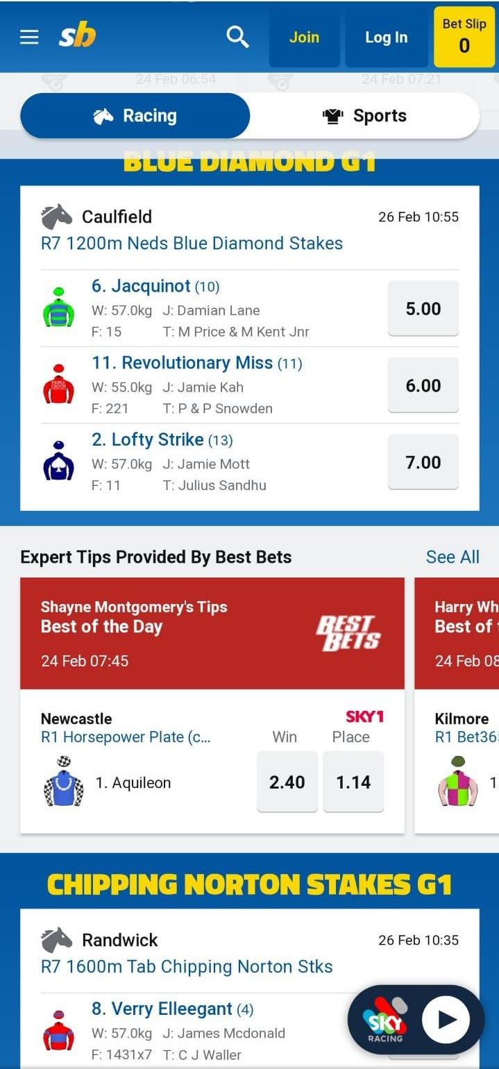 The different features of the Sportsbet App