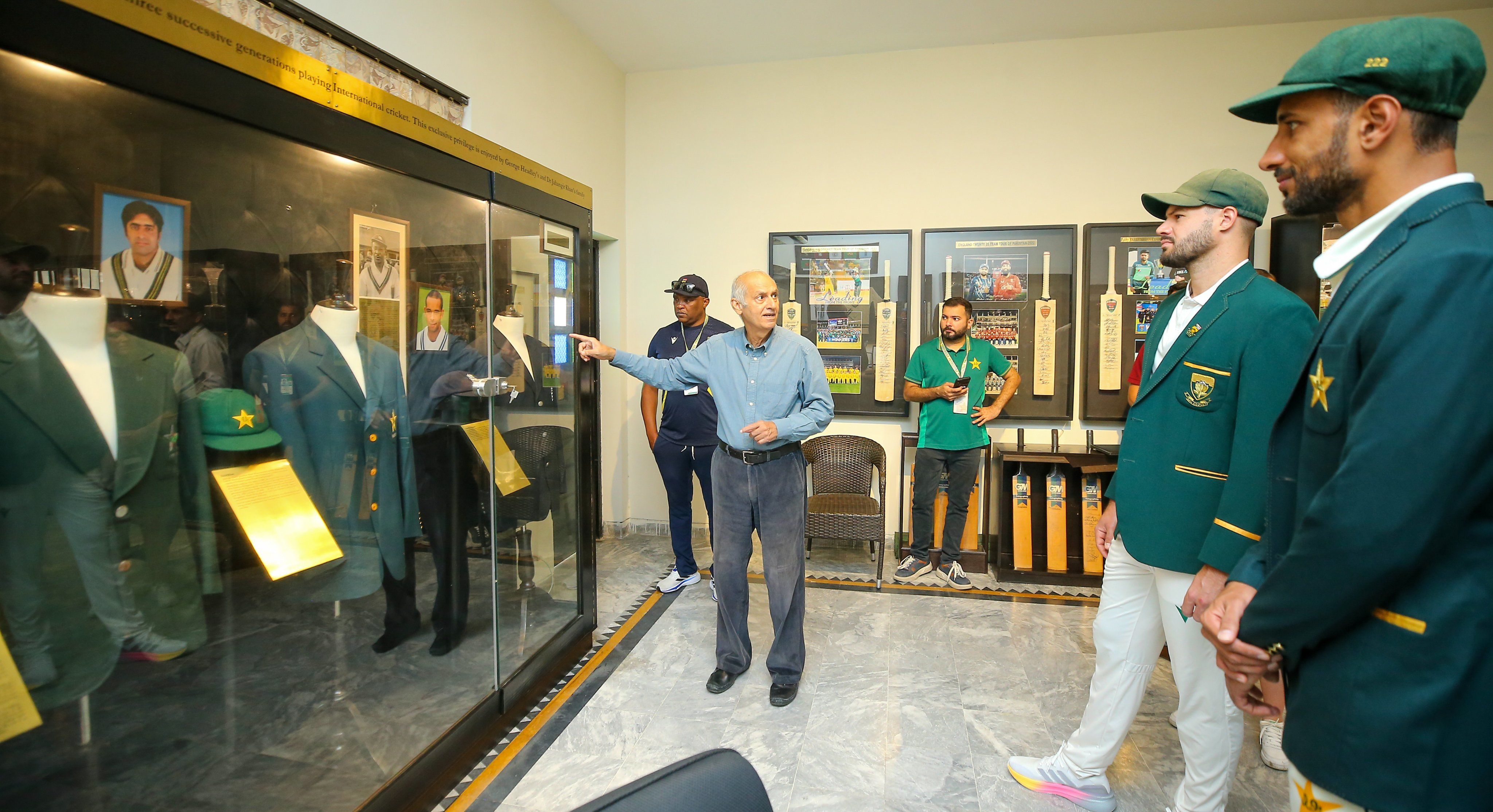 Shan Masood and Aiden Markram visit the PCB Museum at National Cricket Academy, Lahore. @PCB/X