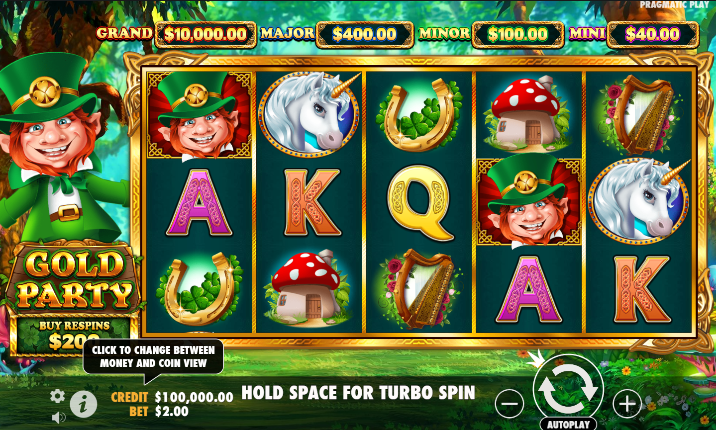 Gold Party slot gráficos y temática