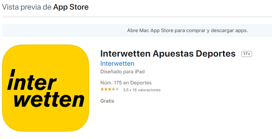 app para iOS de Interwetten