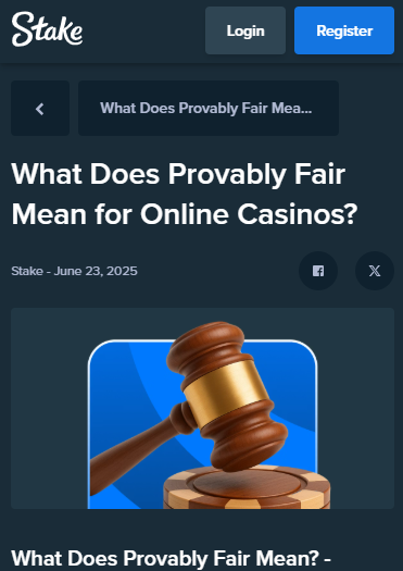 Stake Provably Fair Tech