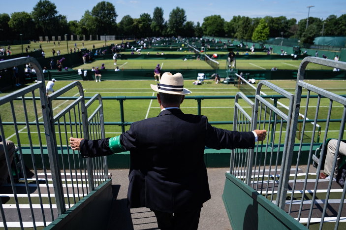 A fan watching 2022 Wimbledon qualifying Matches A fan watching 2022 Wimbledon qualifying Matches