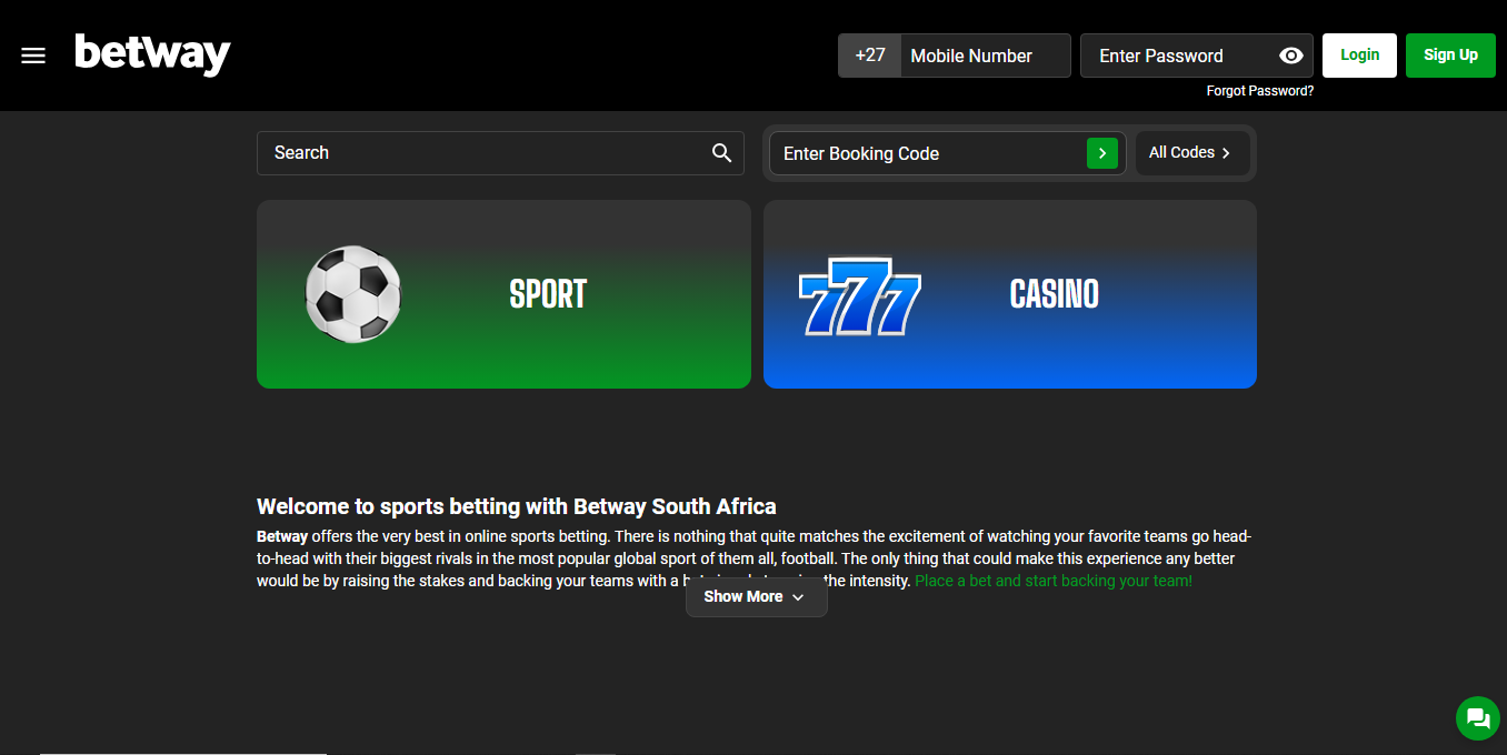 Visit the official Betway website 