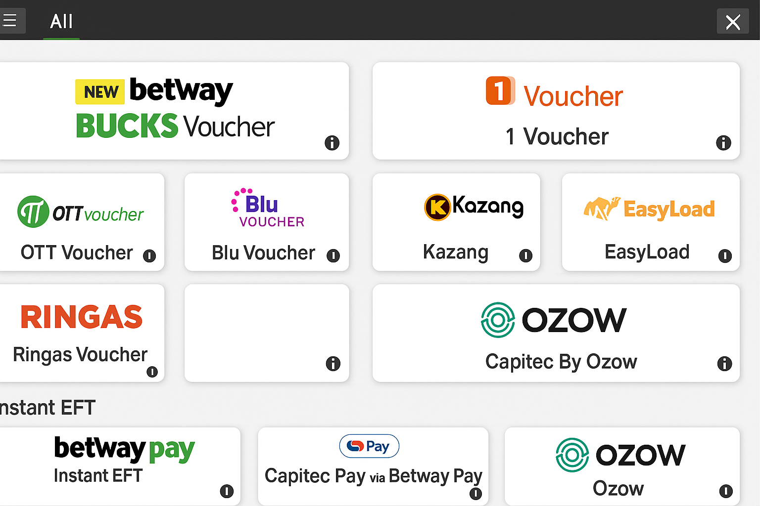 Betway South Africa Deposit Methods