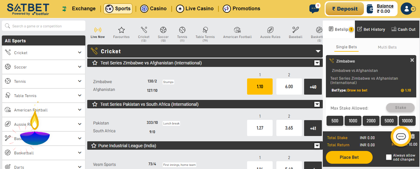 Satbet Betslip Option