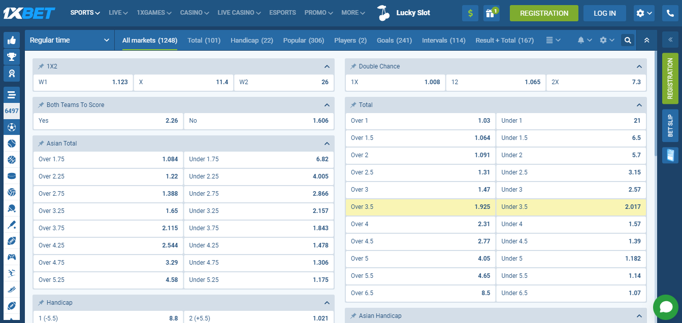 Image of 1xBet Zambia Odds and Betting Markets