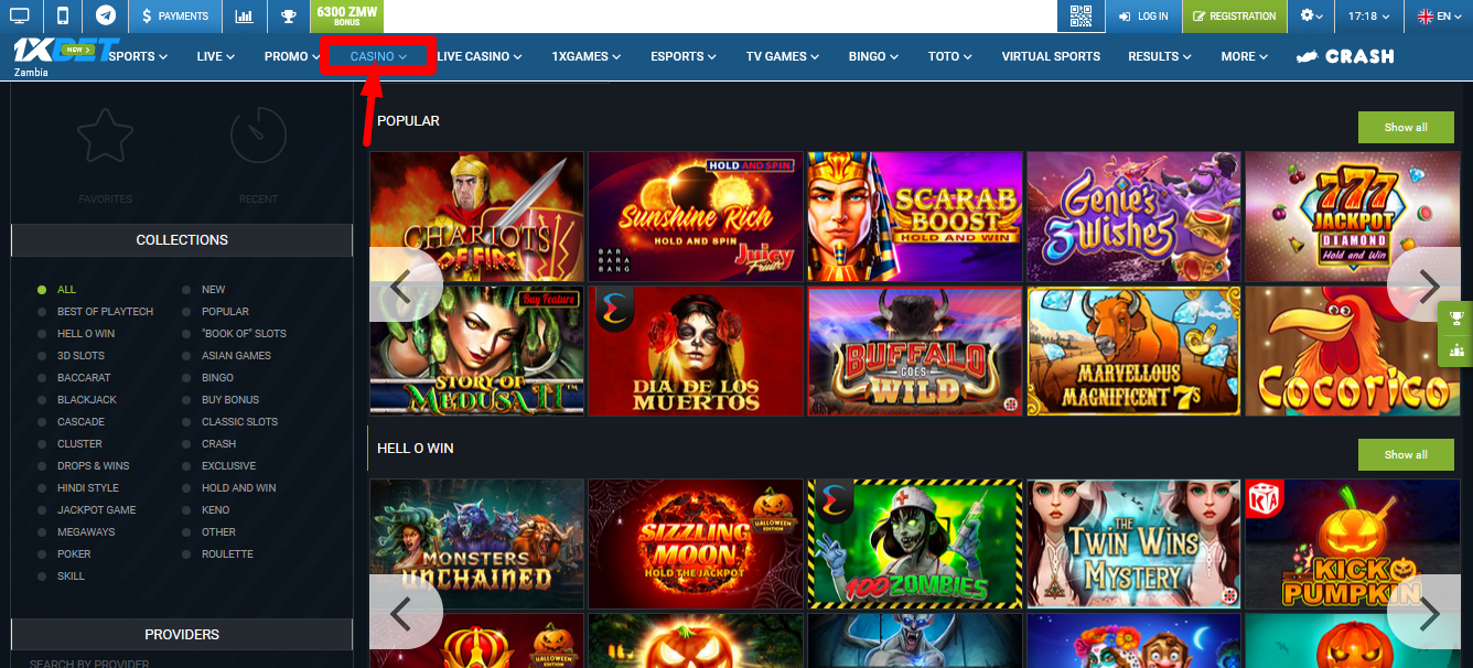 Image of 1xBet Zambia Casino Games