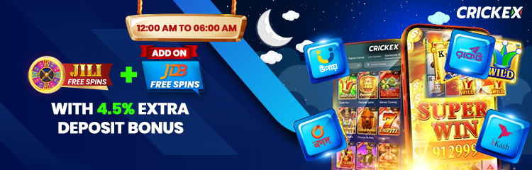 Crickex Midnight Add on JDB Free Spins Bonus