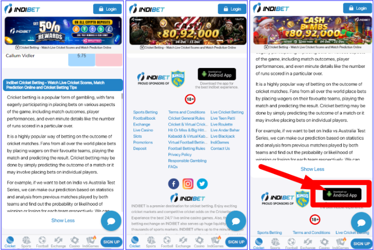 Step 3: Download Indibet Android Apk