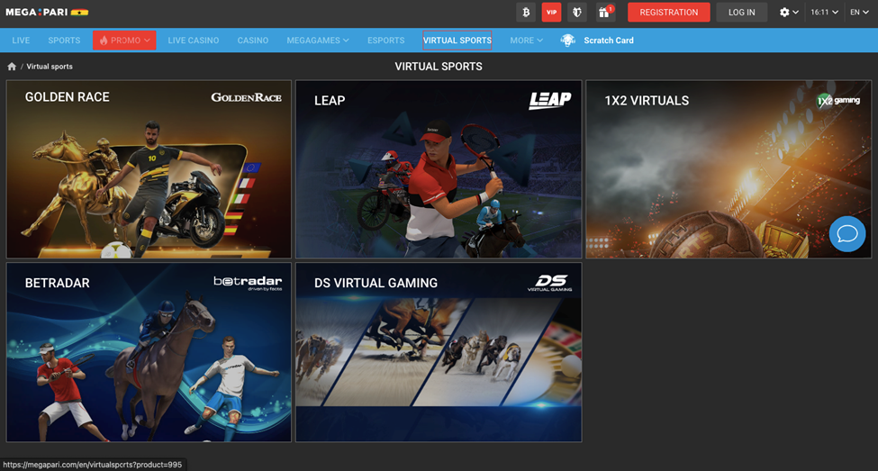 Image of Virtual Sports Betting Section