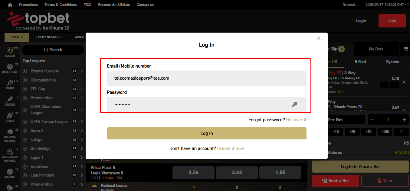 Topbet Login Process Banner