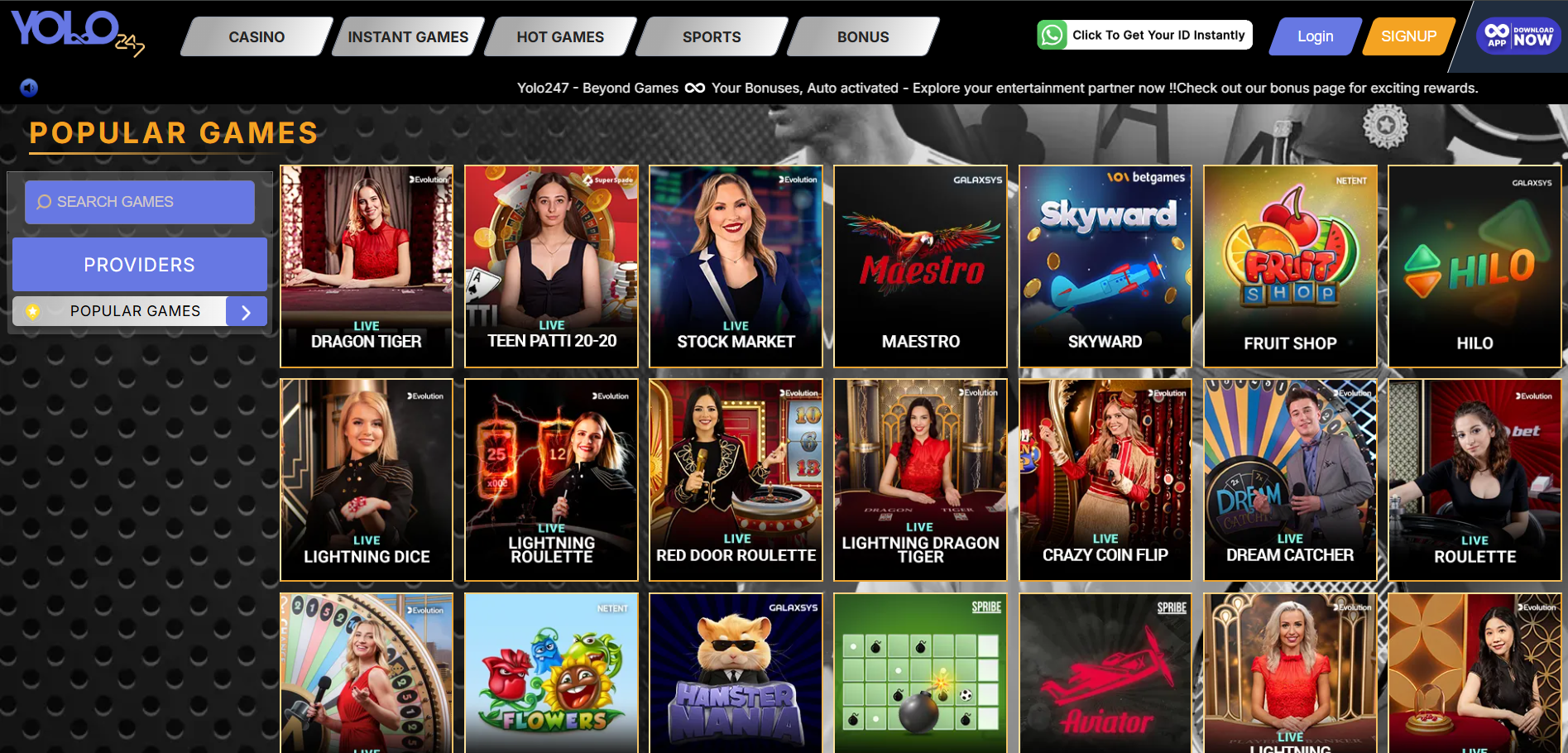 Yolo247 casino games