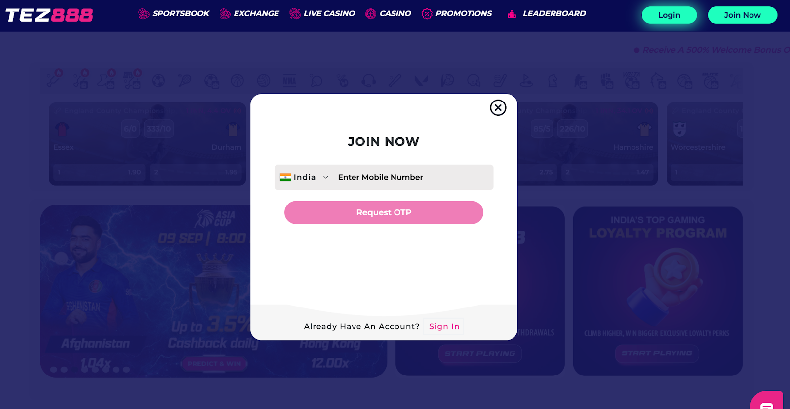 Tez888 Registration Form