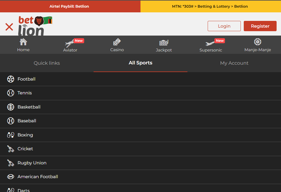 Image of BetLion Online Sports Betting Page