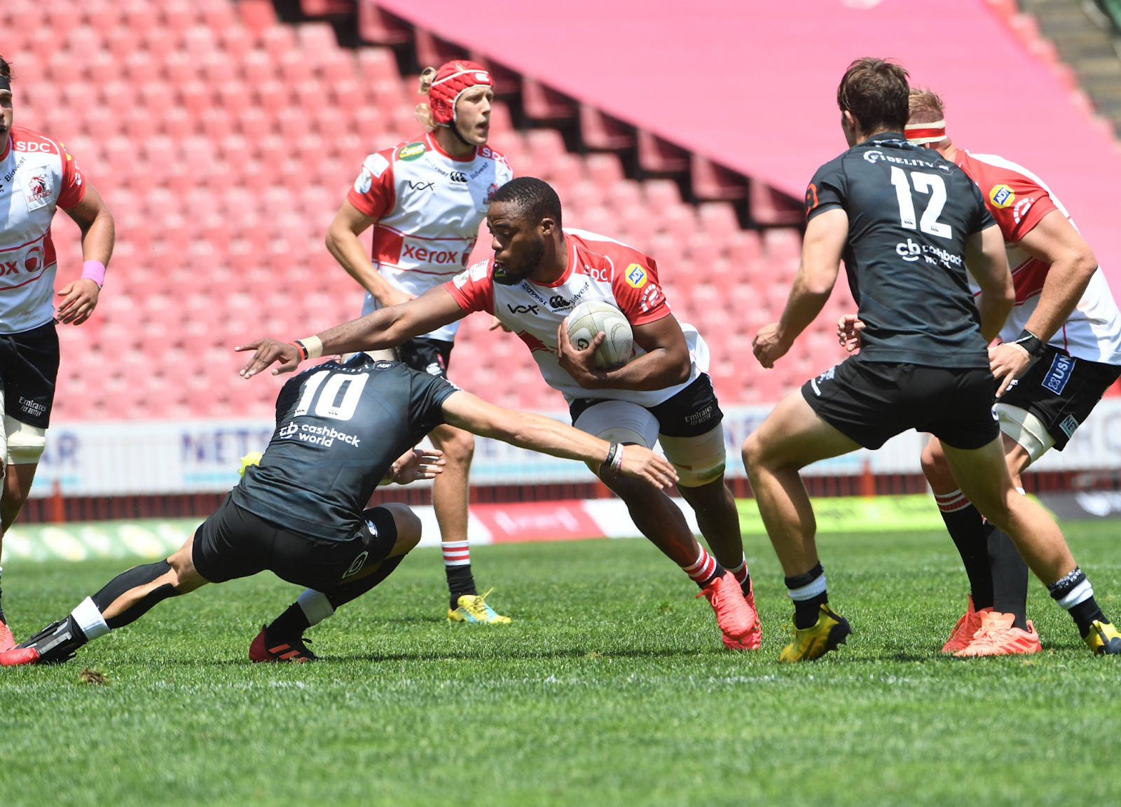Sibusiso Sangweni in action for the Lions under 21 against the Sharks at Ellis Park Sibusiso Sangweni in action for the Lions under 21 against the Sharks at Ellis Park