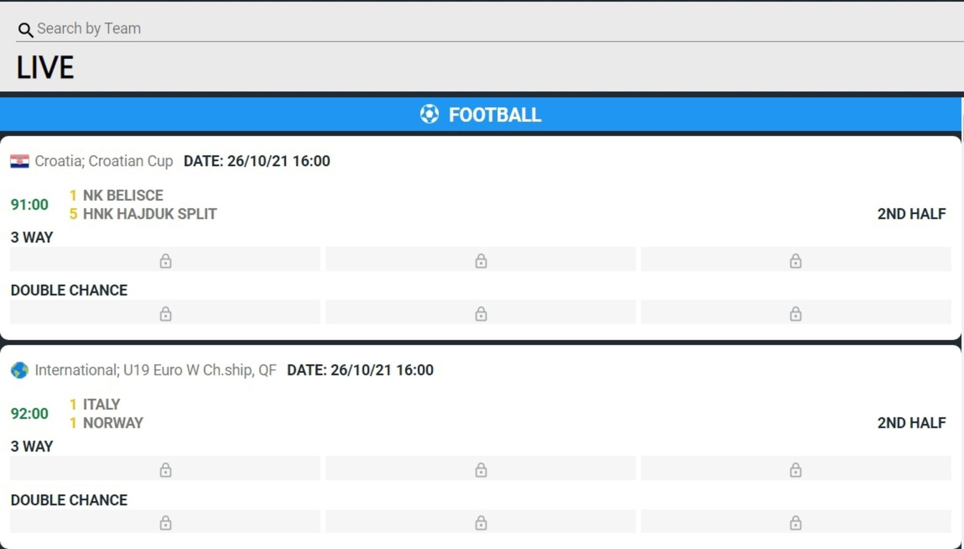 Live-betting section