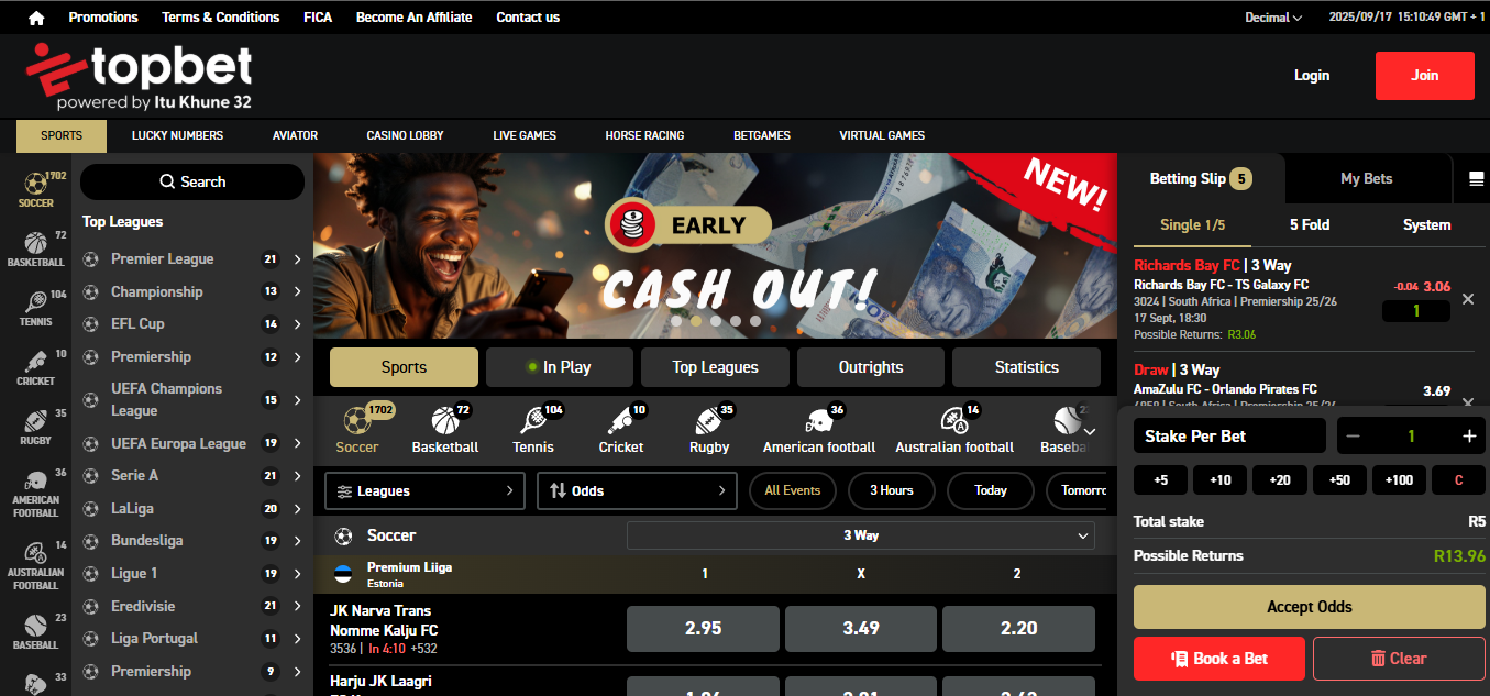 Topbet South Africa Features