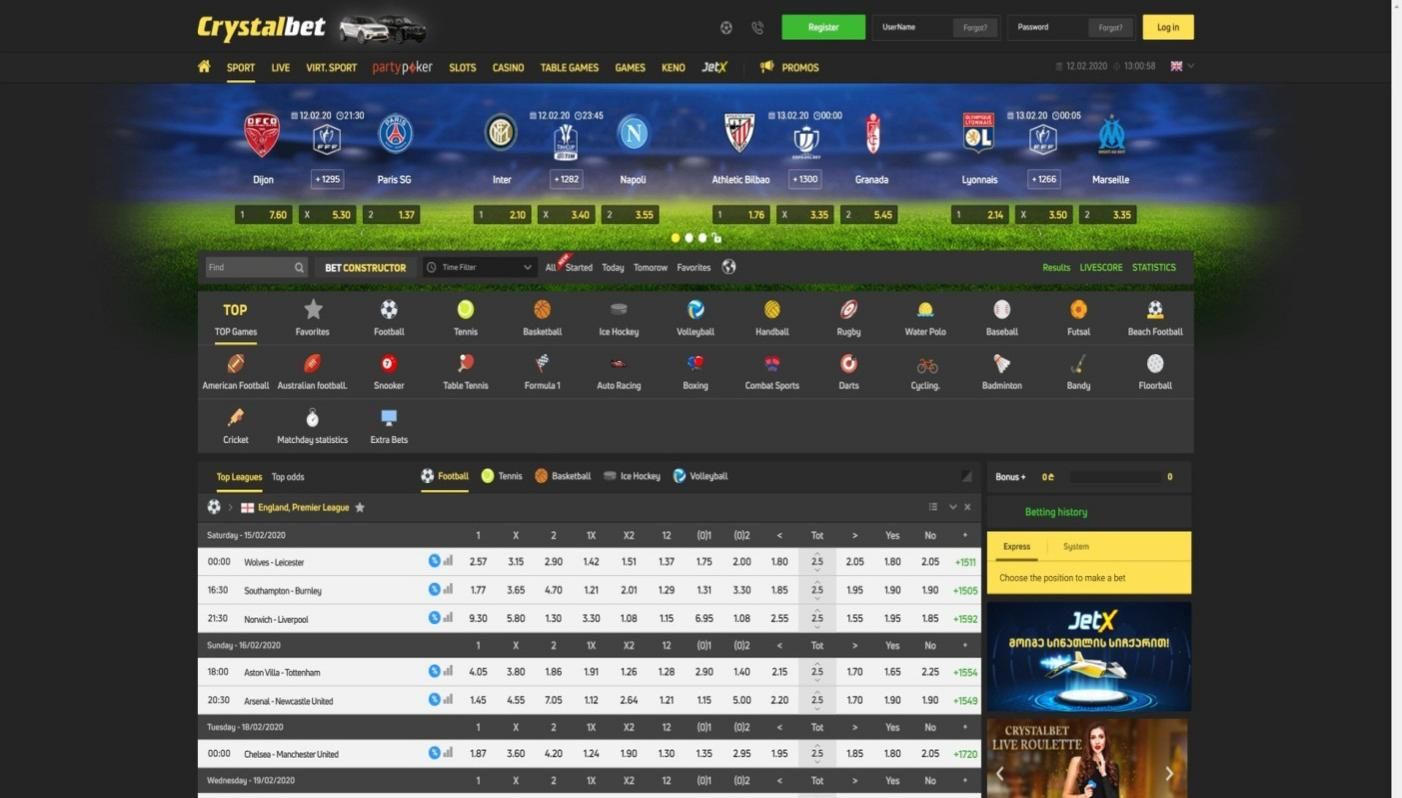 Crystalbet in-play streaming