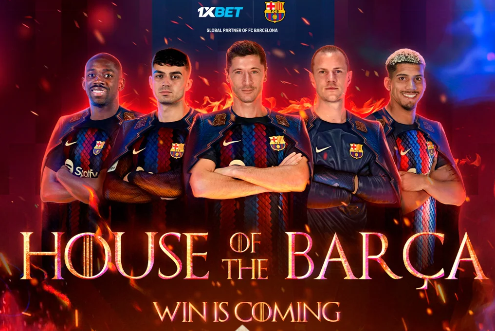 Un screenshot sobre la promoción de House Of The Barça que ofrece 1xBet