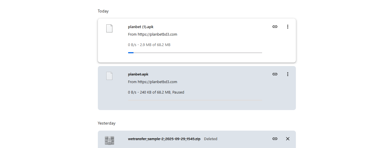 Planbet Download Issue