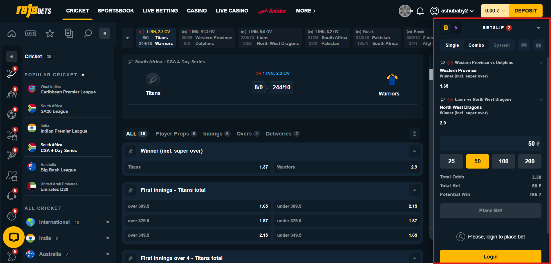 Reviewing the betslip and placing a bet Placing a bet in Rajabets