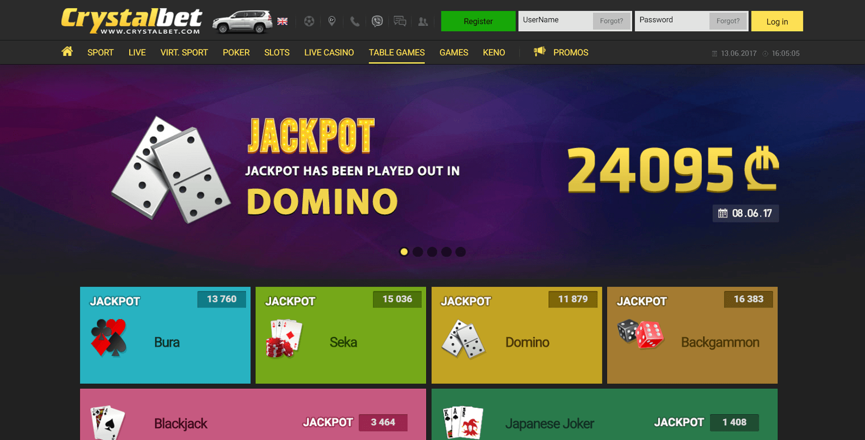 Crystalbet casino games