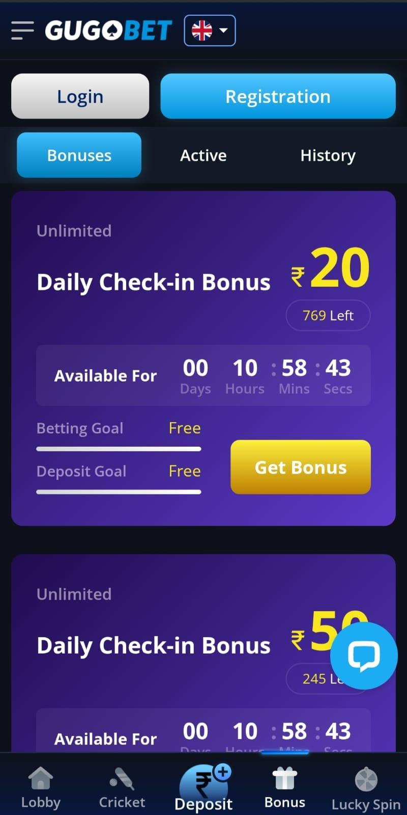 GugoBet Bonus Pop-Up