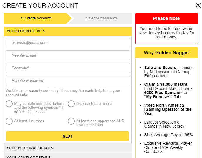 Golden Nugget Sportsbook Registration