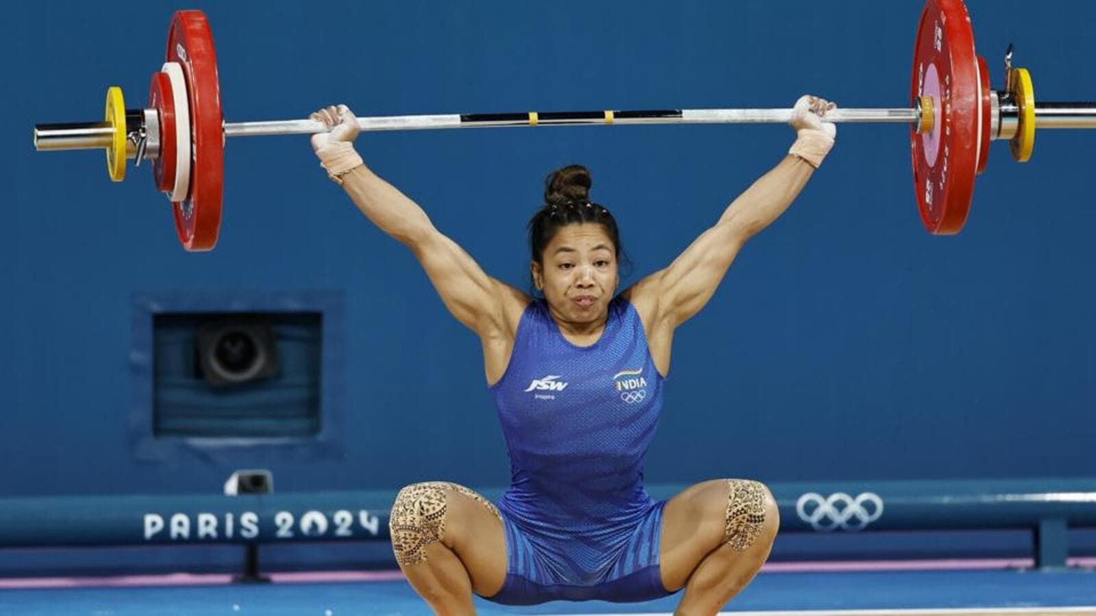 File photo of Mirabai Chanu in action in Paris 2024.