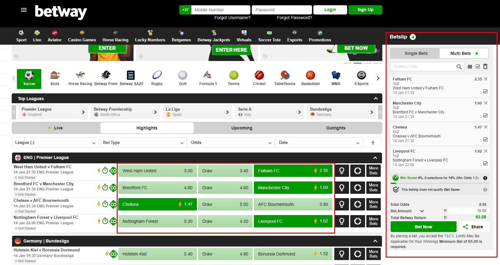 Betway Sportsbook How to Place a Bet