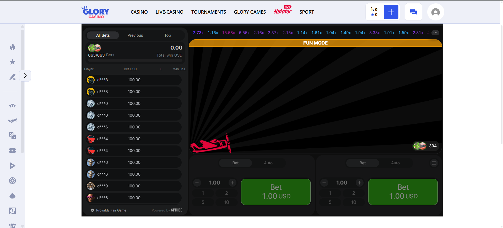 Glory Casino aviator app