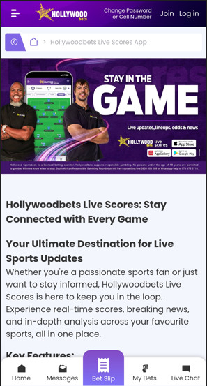 Hollywoodbets Live Score App for Android and iOS