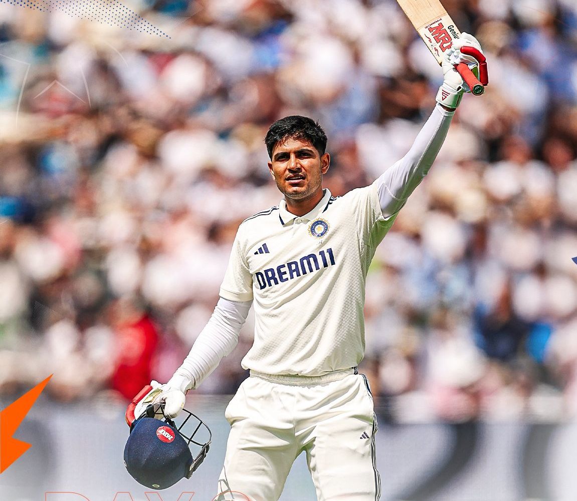 LEADING FROM THE FRONT: Shubman Gill celebrates after scoring a double ton. @BCCI LEADING FROM THE FRONT: Shubman Gill celebrates after scoring a double ton. @BCCI