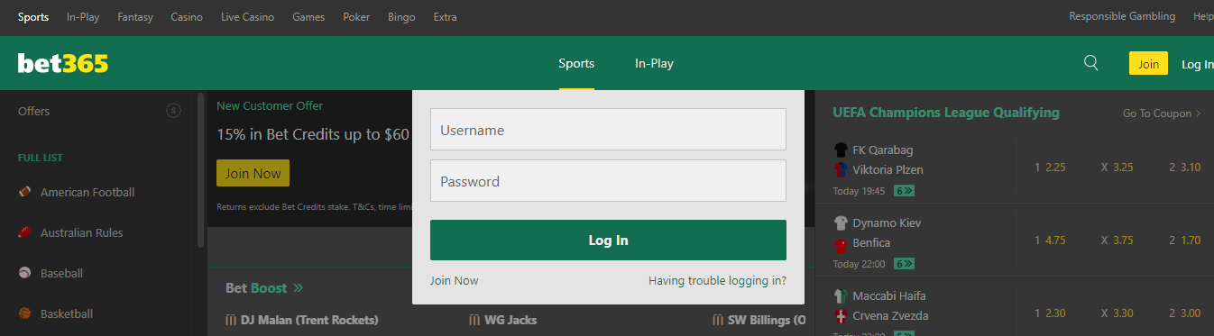 Picture showing what you need to login to Bet365 India