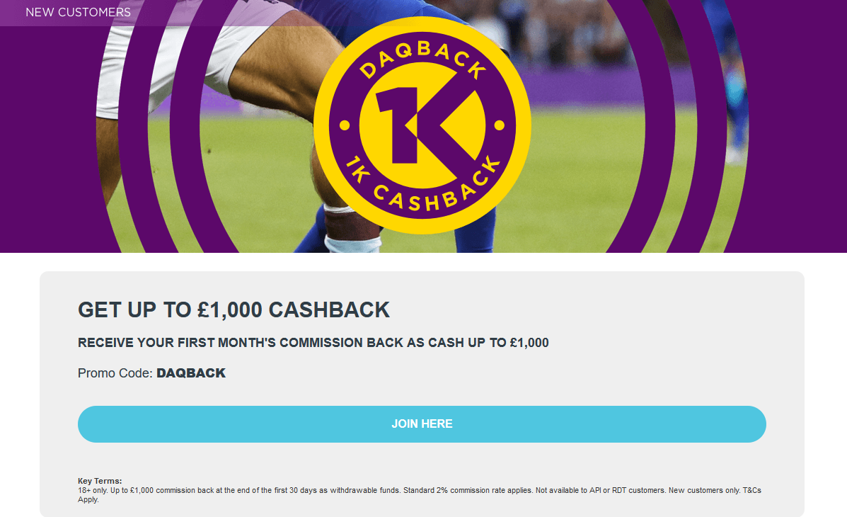 Terms and conditions of Daqback 1K Cashback Bonus